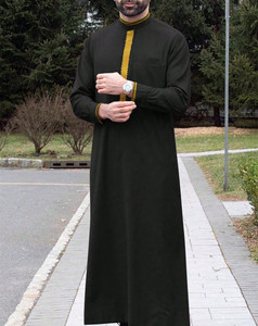 CCY 2026 Qamis <span class=keywords><strong>Homme</strong></span> Arabe Saoudien <span class=keywords><strong>Noir</strong></span> Brodé, Kaftan Islamique, Jubba Musulmane, Thobe, Abaya, Qamees à Manches Longues - Product Image 6