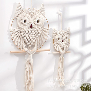 Shixinju Hand-Woven Cotton Rope Owl Pendant White Bohemian Wall Hanging Nordic Home Decor Living Room Bedroom <b>Ornament</b> - Product Image 5