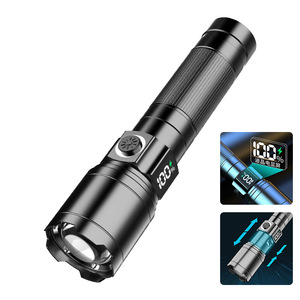 Lampe de poche rechargeable 18650 Led, affichage numérique, éclairage extérieur portable, torche longue portée en alliage d'aluminium - Product Image 1