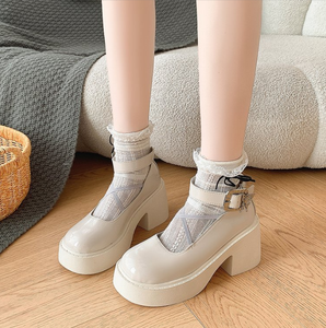 Nuove Scarpe da <span class=keywords><strong>Donna</strong></span> in Pelle Nera con Tacco a Blocco e Plateau, Cinturino con Fibbia, Stile Mary Jane, per Cosplay - Product Image 2