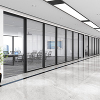 Cloison de séparation insonorisée en aluminium et acier inoxydable à double vitrage creux, design moderne pour intérieur de bureau