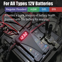 Probador de Baterías de Coche de 12V, Voltímetro Digital de 4-20V, Analizador del Sistema de Carga, Probador de Alternador con Pantalla LCD e Indicación LED