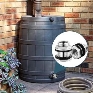 Accesorio de mamparo de tanque de acero inoxidable 304 con 2 anillos de goma Doble 1/2 "hembra NPT y 3/4" macho GHT - Product Image 5