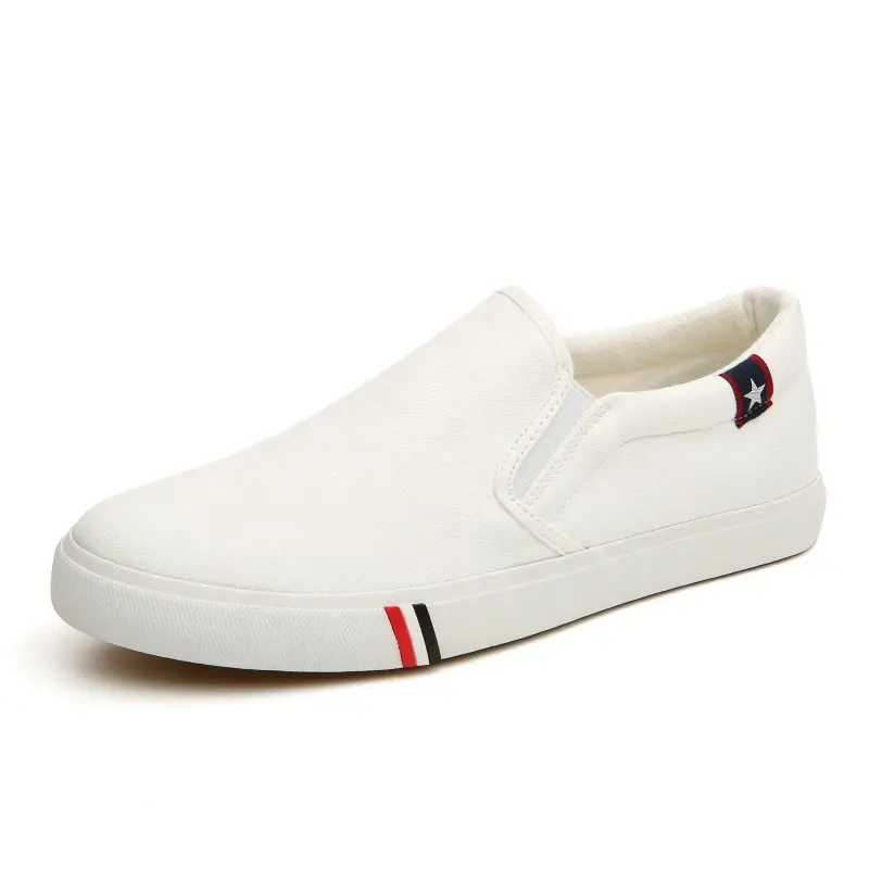 Tuval küçük beyaz ayakkabı, trendy ve çok yönlü rahat bez ayakkabı, küçük bayrak ayakkabı