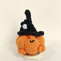 Poupée citrouille d'Halloween au crochet faite à la main, mignonne, en fil, décoration de bureau, ornement de tableau de bord de voiture, objets décoratifs