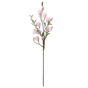 Grosir Buatan Bunga Sembilan Kepala Magnolia Mewah Buatan Bunga Dekorasi Bunga Buket untuk Peta Memimpin Pernikahan
