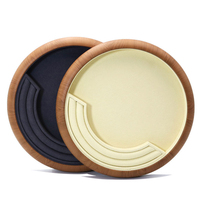 MC DLTP004 Nouveau plateau de présentation de bijoux rond et ovale en cuir PU gris foncé et beige pour boucles d'oreilles, bagues ultra-fines et bracelets