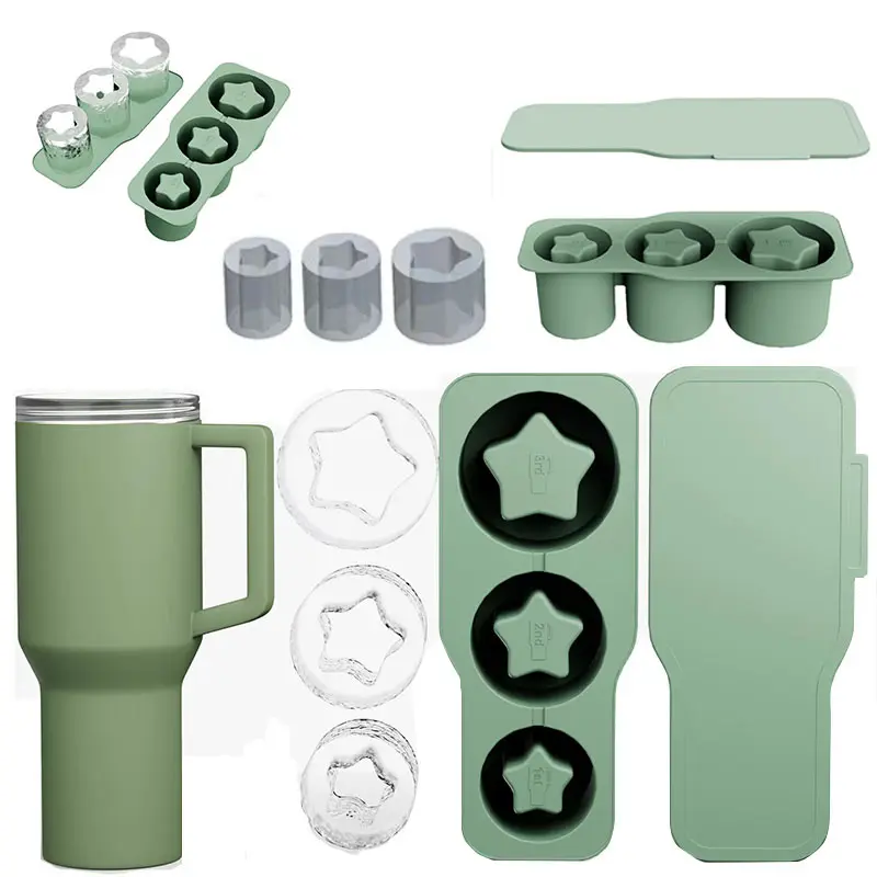 Vassoio per cubetti di ghiaccio per Stanley tazza BPA Free Silicone ghiaccio stampo con coperchio e contenitore per congelatore