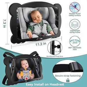 Espejo Retrovisor para Bebé en Asiento Orientado Hacia Atrás, Irrompible, Ajustable 360°, Visión Clara y Segura - Product Image 3