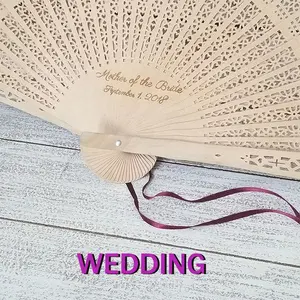 Ready to ship Luxury GIFTS Cheap Customized Wedding Souvenir GIFTS Handheld Fan Custom Wooden Hand Fans For Guests
