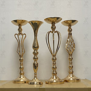 Centro de mesa de boda de plomo, soportes de floreros dorados, decoración - Product Image 2