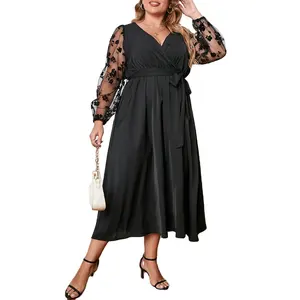 Linda Fashion Hot Selling Women's Long Sleeve Dresses For Women Lady Loose Elegant Casual Plus Size Dress