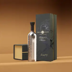 Custom Luxury Wine Cardboard Gift Set Packaging For Single Wine Bottle Wooden Cardboard Box Packaging