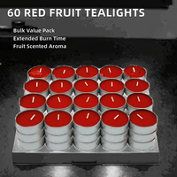 Ensemble de 60 bougies chauffe-plat en cire de paraffine parfumées aux fruits rouges pour la décoration de la maison, les anniversaires et les remises de diplômes