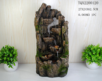 Fontaine d'extérieur en résine à 4 niveaux en forme de pot, grande cascade, sculpture en bois mort, design zen asiatique, étanche et durable, décoration