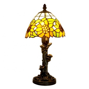 Lampe de bureau LongHuiJing de 8 pouces, style campagnard américain, lampe Tiffany en verre teinté, abat-jour tournesol - Product Image 2