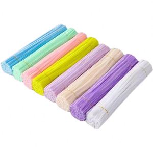 X323-1 Kit de manualidades DIY al por mayor para ramo de flores con lazo de barra retorcida color macaron hecho a mano, tiras de raíz de felpa de piel sintética - Regalos - Product Image 1