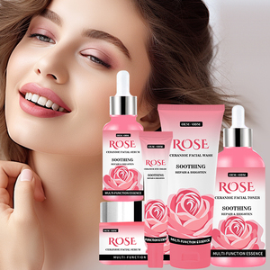 Etiqueta privada Natrual Rose Facial Skin Care Set Ceramide Smoothing Face Brightening Hidratante Calmar Repair Skin Care Set - Product Image 3