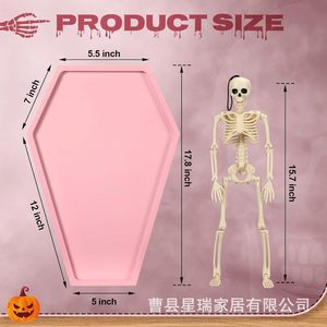 Plateau rose gothique en forme de cercueil pour Halloween, décoration, rangement de collations et bonbons, accessoire de bureau - Product Image 2
