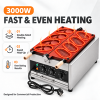 Machine à gaufres électrique professionnelle 3000W à 4/6 cavités en forme de chaussure avec moule antiadhésif et prise personnalisée pour café et pâtisserie