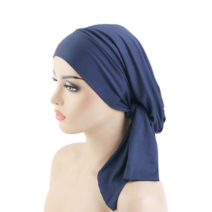 Pañuelo para la cabeza <span class=keywords><strong>de</strong></span> color liso para mujeres, turbante para pacientes con cáncer, gorro ligero para cubrir la pérdida <span class=keywords><strong>de</strong></span> cabello - Product Image 3