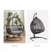 Fauteuil suspendu d'extérieur avec coussin, support en acier, hamac en rotin couleur naturelle pour jardin, patio, balcon, salon