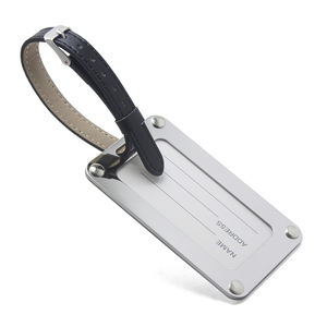 Tag alamat ID nama logam kualitas tinggi Tag bagasi Promosi besi tahan karat efek cermin tali kulit pribadi - Product Image 3