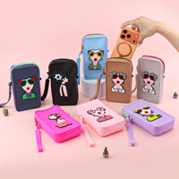 Pochette de téléphone OEM en silicone anti-stress, étanche, grande capacité, pour pièces de monnaie et rouges à lèvres, avec cordon réglable, étui de voyage extérieur