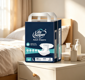 Couches pour adultes Life Helper Taille L 40 pièces jetables, haute absorption, respirantes, imprimées, en tissu non tissé, unisexe, anti-fuites 3D - Product Image 1