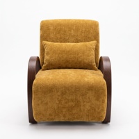 Fauteuil à bascule en bois courbé de style mid-century avec accoudoirs, revêtement en tissu chenille, fauteuil d'appoint pour salon ou villa