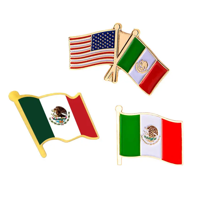Özel şapka Pin meksika ulusal gün için ülke bayrağı Metal emaye meksika yaka Pin rozeti