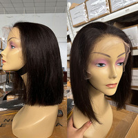 Perruque frontale HD sans colle, perruque bob vietnamienne droite, cheveux vierges bruts pré-épilés, perruques courtes en cheveux humains pour femmes noires