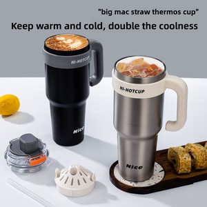 Gobelet isotherme grande capacité en acier inoxydable, isolation sous vide 6-12 heures, portable, pour voiture, avec seau à glace - Product Image 4