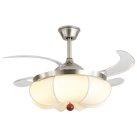 Lampe invisible rétractable de style médiéval de 42 pouces avec ventilateur, lampe de plafond ronde pas chère avec ventilateur, lampe LED avec lumière