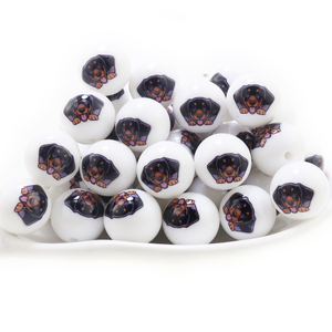 100 pièces/lot, nouvelles perles en silicone personnalisées imprimées, perles à coudre de 15 mm, fabrication de porte-clés, stylos, bijoux, colliers - Product Image 3