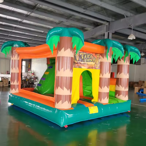 Château gonflable à thème palmiers Tiki Island avec toboggan, château de saut pour enfants pour <span class=keywords><strong>location</strong></span> événementielle - Product Image 4