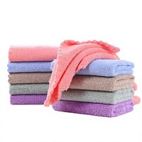 Serviette carrée en velours corail, douce et absorbante, en microfibre, pour le nettoyage de la salle de bain