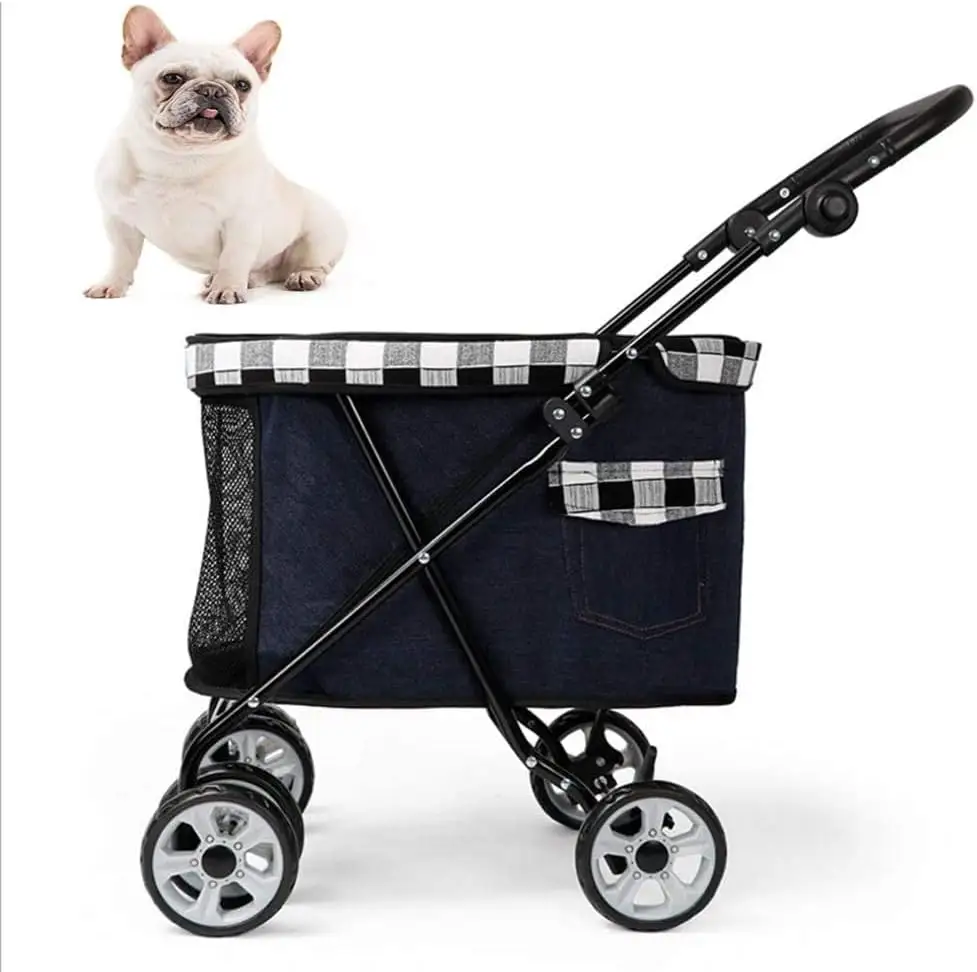 Petite poussette pour animaux de compagnie à quantité minimale de commande bas, poussette de luxe pour chiens moyens, chariot portable pour chien pour Teddy Chihuahua