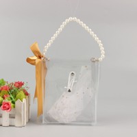 Sac fourre-tout en plastique transparent en pvc perle avec emballage à la main cadeau mariage sac cadeau portable