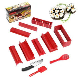 Vendita all'ingrosso miglior coltello rotoli di sushi-Amazon di vendita superiore per La Preparazione di Sushi Kit Edizione Deluxe Completo Sushi Set 10 Pezzi di Plastica Sushi Maker Strumento Completo con Roll muffa