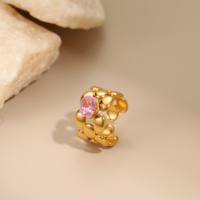 KITI Bagues en acier inoxydable or 18 carats avec zircon cubique rose pour femmes