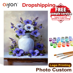 Kit Pittura a Numeri Fai da Te per Adulti, Bouquet <span class=keywords><strong>di</strong></span> Fiori Pansy, Pittura ad Olio Acrilico su Tela, Decorazione Murale per Casa, Vendita all'Ingrosso - Product Image 1