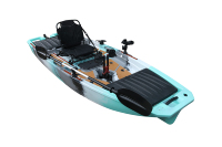 Kayak à pédales à ailerons de 10,4 pieds, canoë/kayak de pêche pour un seul pagaïeur, coque en HDPE, siège pour 1 personne
