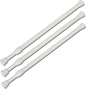 3 Pieces <b>Set</b> White Adjustable Tension Curtain Rod, Telescopic Expandable Pressure Loaded Curtain Tension Rods# - Product Image 2