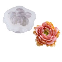 Moule en silicone 3D pour bougie en forme de pivoine, moule réaliste pour savon fait main, plâtre, résine, artisanat pour la décoration de la maison DIY