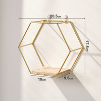 Étagère murale hexagonale en fer forgé Art Déco pour figurines et décorations de salon