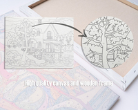 Kit de Peinture à l'Huile par Numéro DIY avec Sept Couleurs, Peinture pour Adultes sur Toile avec Pinceaux