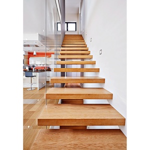 โรงแรม VIKO โมเดิร์นออกแบบไม้บันไดเหล็ก Mono Stringer แก้วราวบันได - Product Image 3