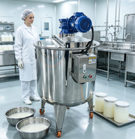 Homogénéisateur rotatif chauffant à double enveloppe en acier inoxydable SUS304 de 100 litres à vitesse réglable pour shampoing, détergent et cosmétiques