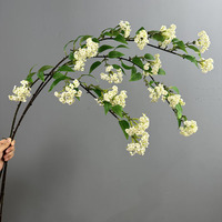 Bunga Hydrangea Sutra Realistis Bertangkai Panjang, Bunga Artifisial untuk Pernikahan, Rangkaian Bunga Snowball, Dekorasi Bunga Berdiri di Lantai